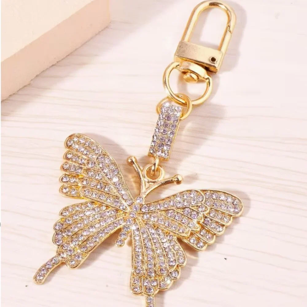 Bag Charm, buttterfly, rhinestones in gold tone. NWT! - Picture 2 of 5